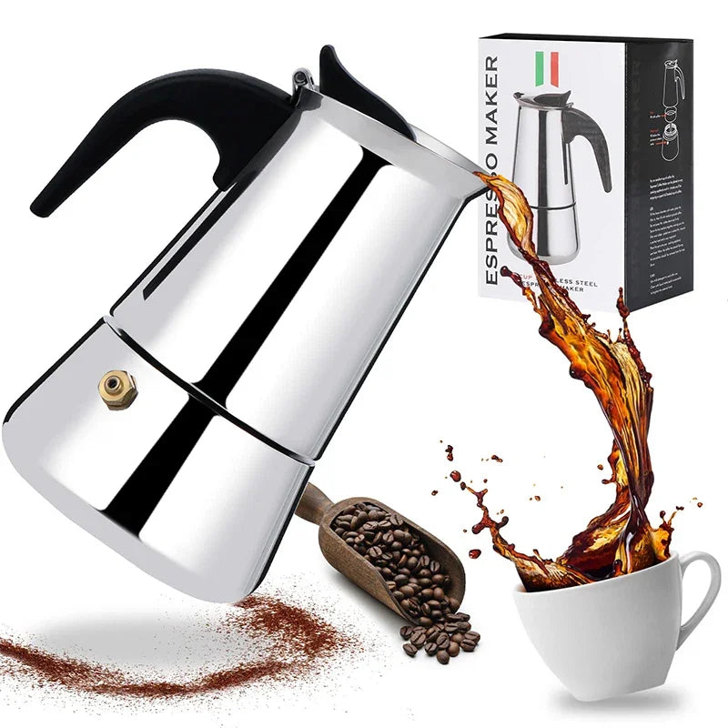 2/4/6/9Cup Coffee Maker Stainless Steel Espresso Maker 100-470ML Mocha Pot Espresso Maker For Home Kitchen Camping