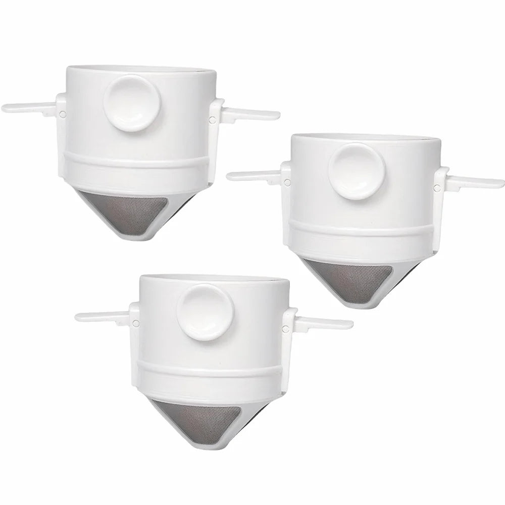 1/3pcs Folding Coffee Maker Filters Pour Over Dripper Set Stainless Steel Hand-Flush Funnel Cup with Ear Hook For Perfect Coffee