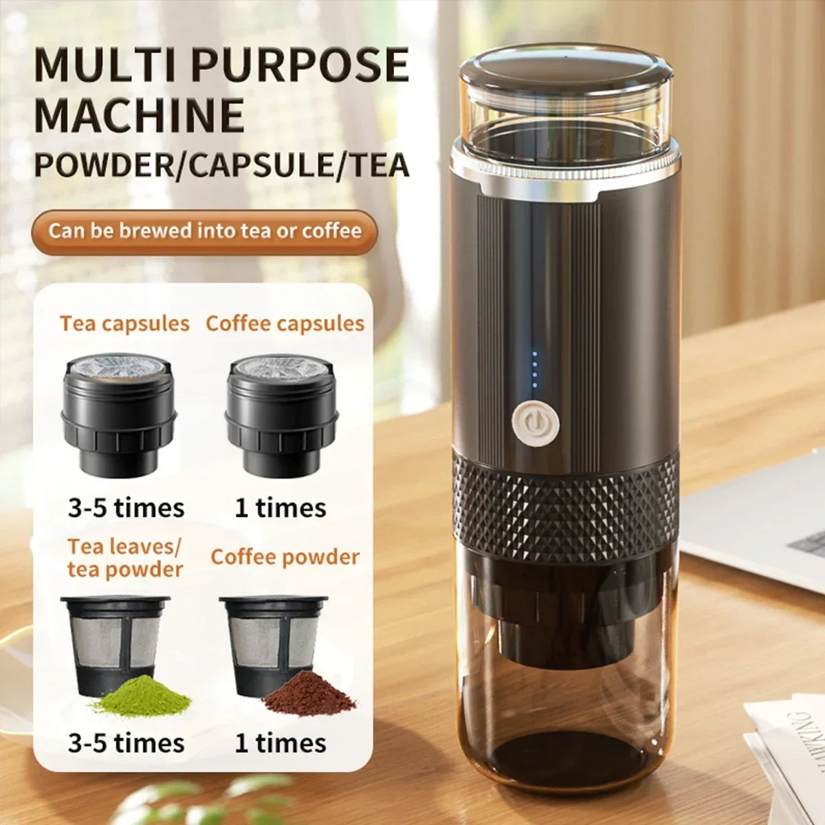 Coffee Maker Electric Capsule Grinding Coffee Brewer Portable Coffee Maker Suitable for Ground Coffee and Coffee Capsules