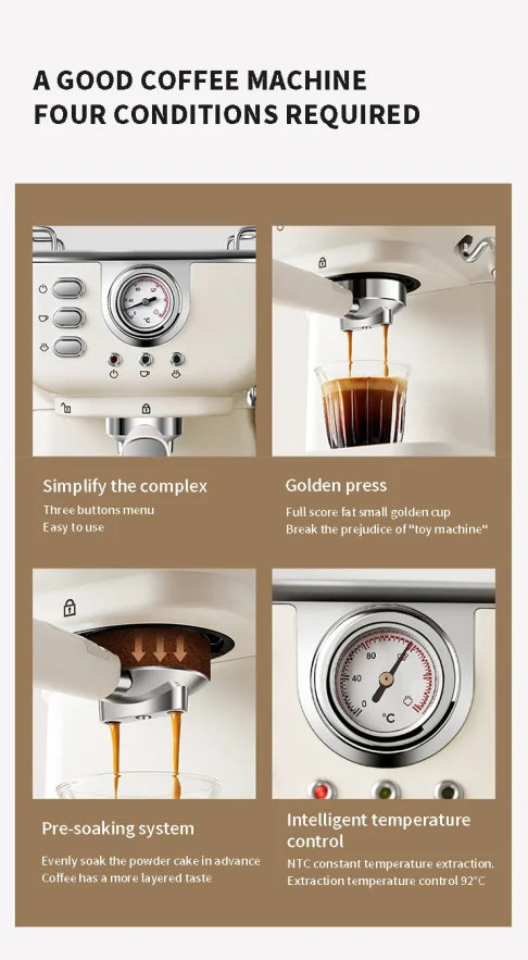 Electric Espresso Coffee Machine Cafetera Semi Automatic 20 Bar Coffee Maker 220V EU Automatic Milk Frother Cappuccino Hot Water