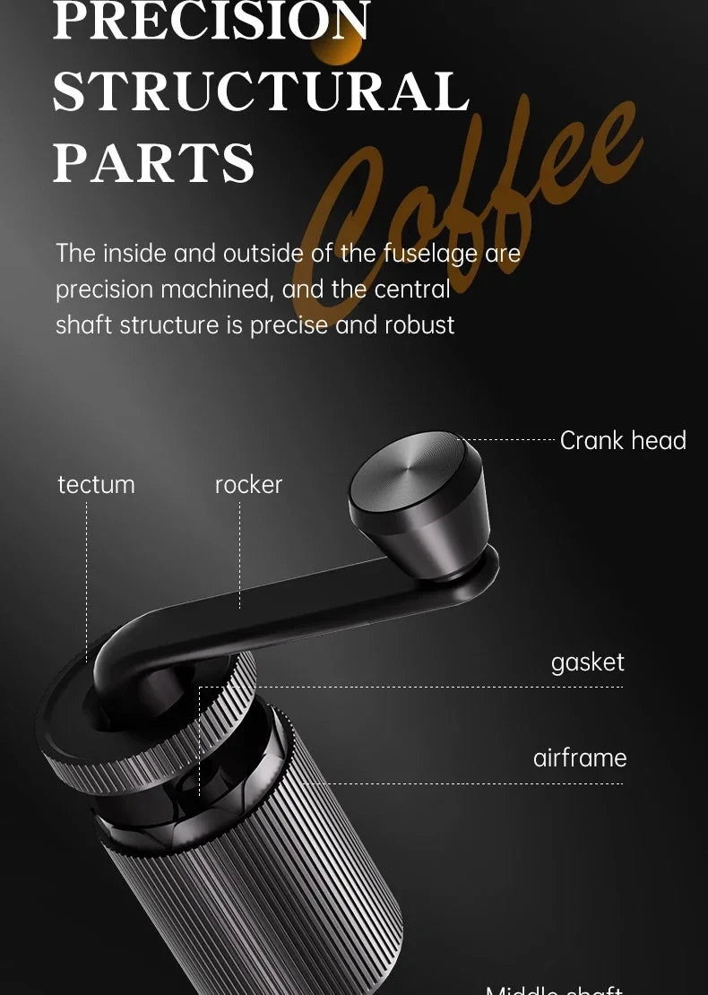 Portable coffee machine, hand cranked coffee grinder, mini adjustable grinder, home office, travel coffee powder making machine