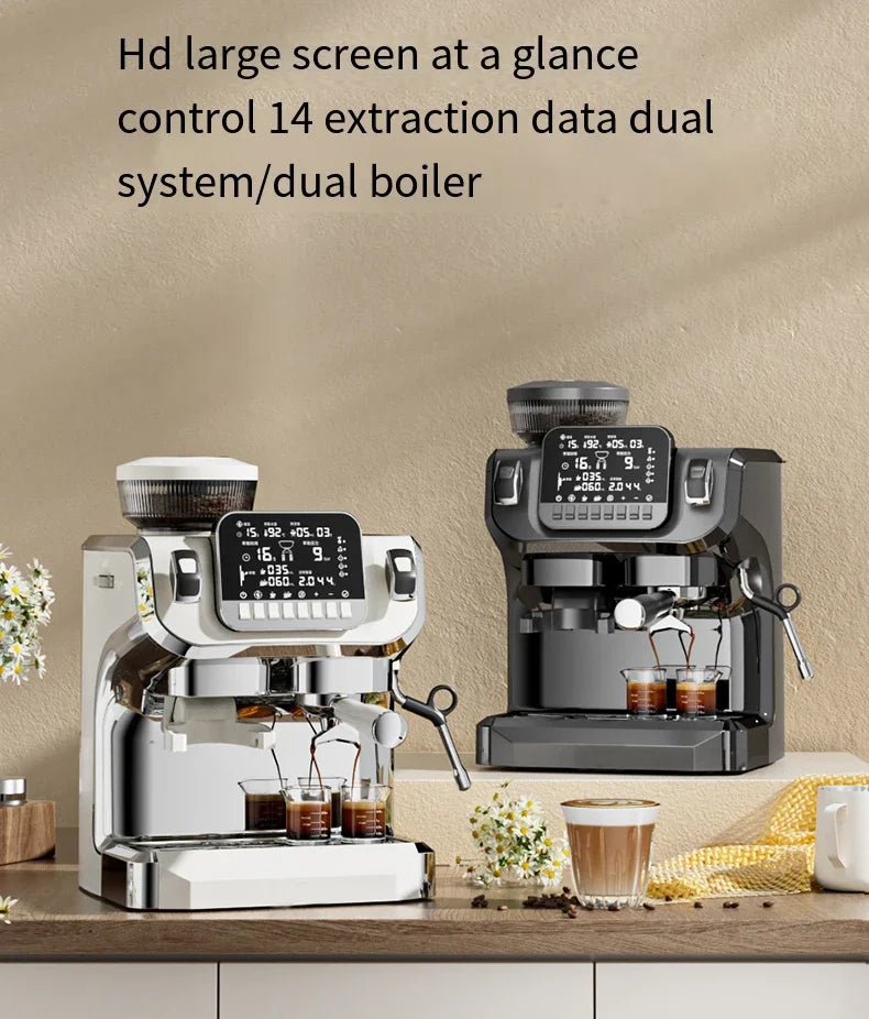 Barista Cappuccino Machine Professional Espresso Maker Espresso Machine With Grinder Milk Frother Steam Wand