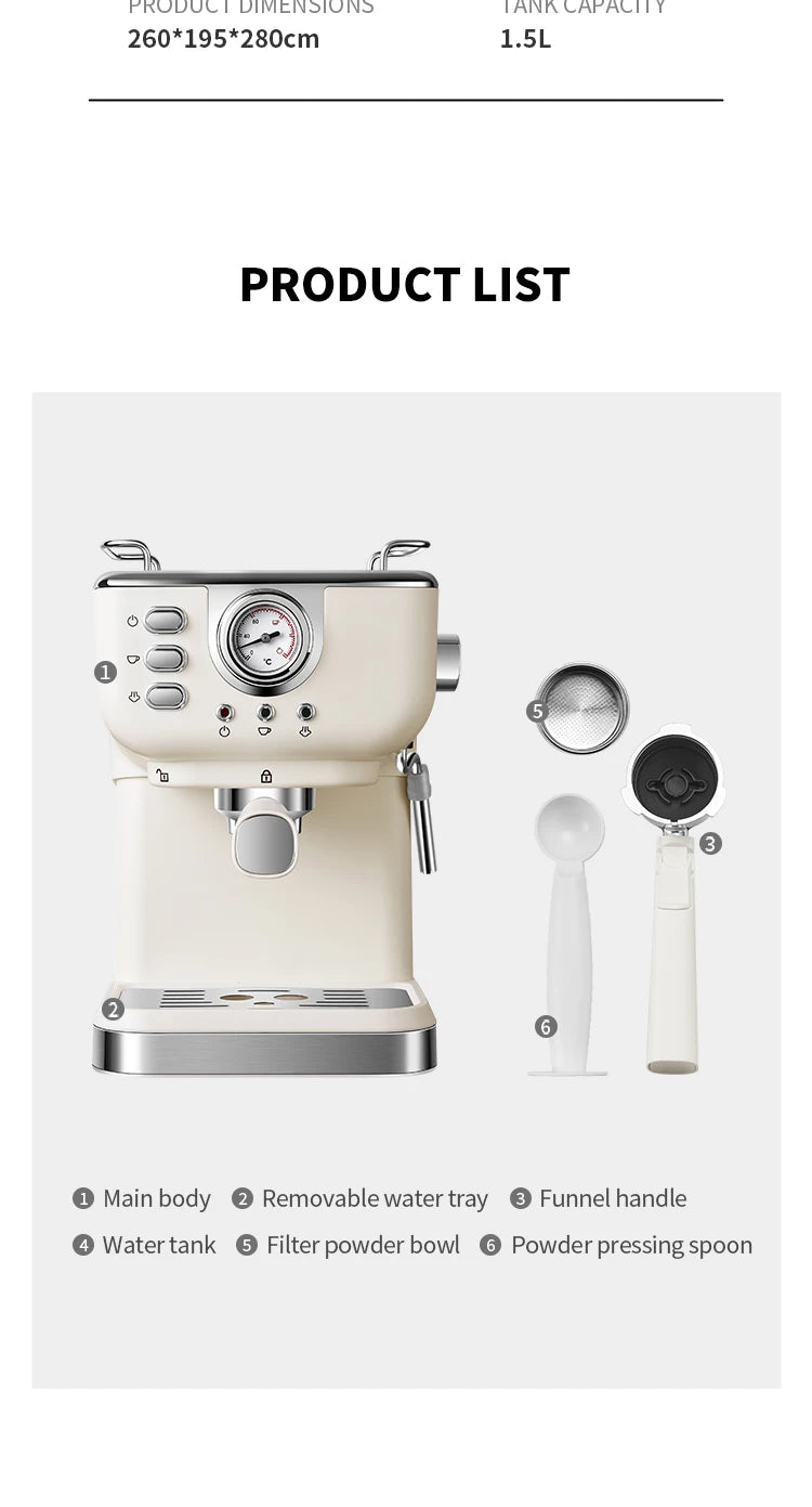 Electric Espresso Coffee Machine Cafetera Semi Automatic 20 Bar Coffee Maker 220V EU Automatic Milk Frother Cappuccino Hot Water