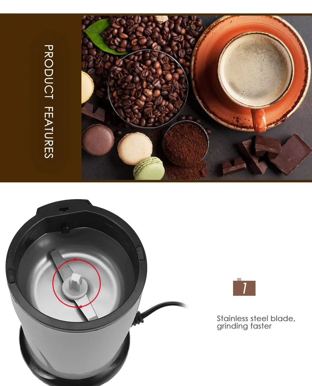 Electric Coffee Grinder Coffee Maker with coffee Beans Mill Herbs Nuts Moedor de Cafe 220v Home Appliances For Home