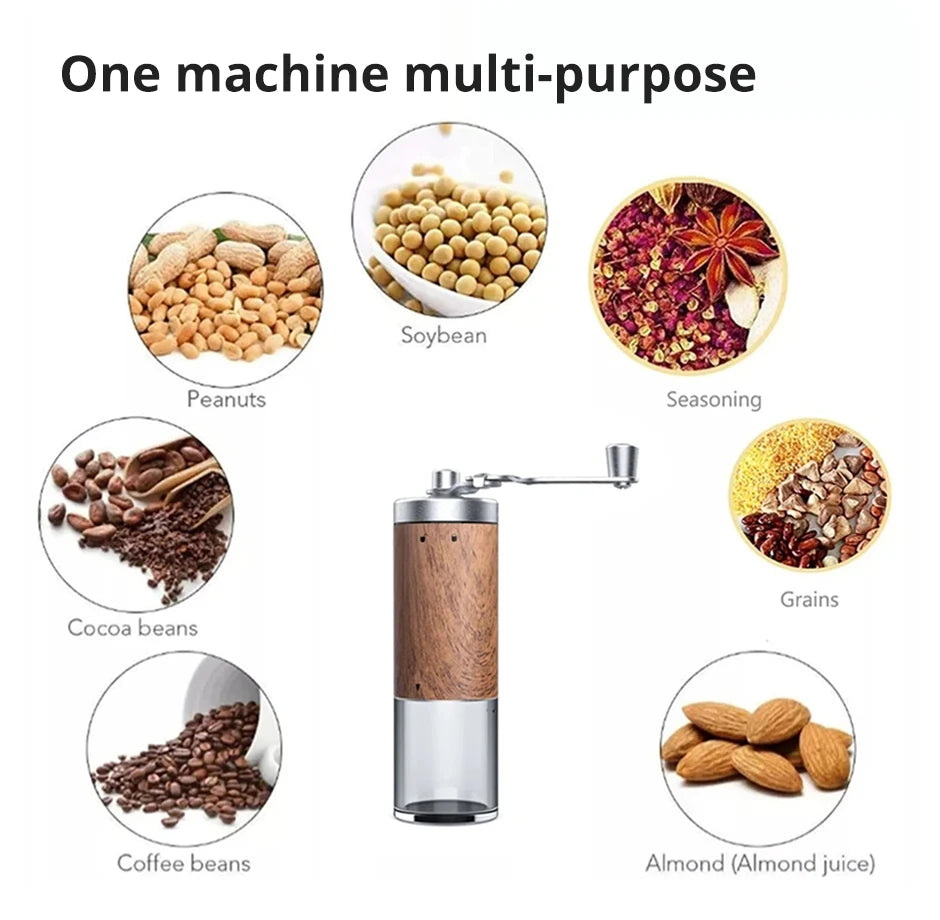 Coffee Bean Grinder Portable Wood Grain Stainless Steel Crank Hand Hand Coffee Grinder Kitchen Tool Grinder